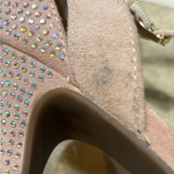 Jessica Simpson Blush Suede and Rhinestone Heels Size 8 1/2 - Picture 4 of 5
